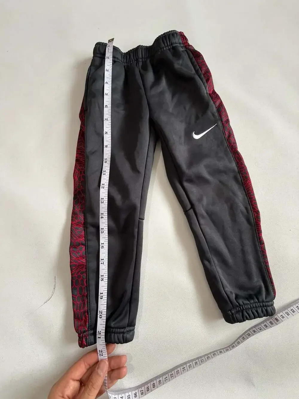 Nike Dri-Fit Boys 4T Gray Black Jogger Pants Red Snake Side Stripe Athletic
